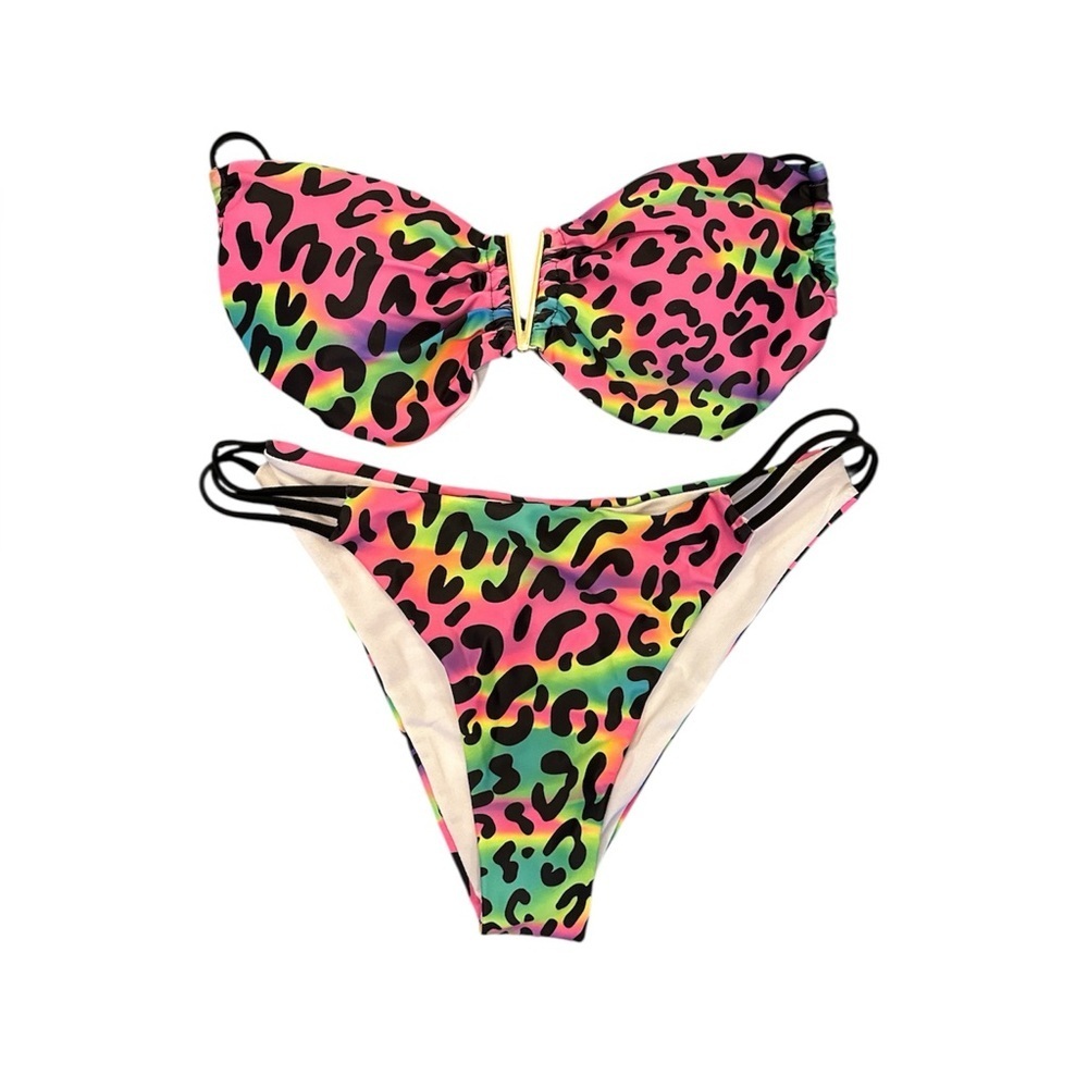 NWOT,‎ SHEIN, Bikini, XL Top & Bottom,Tie back top, multicolored animal print